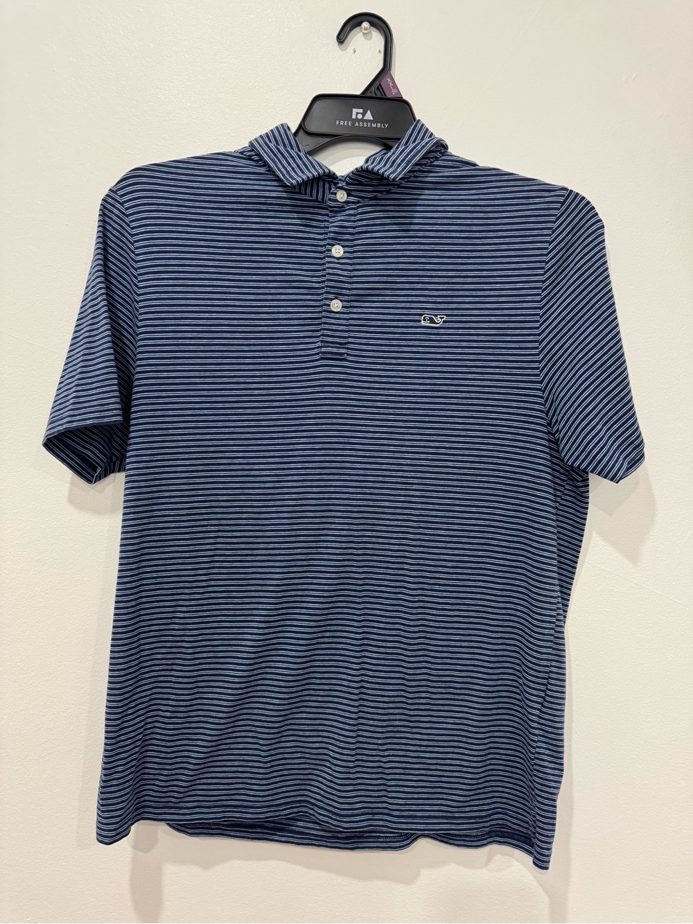 Vineyard Vines Navy and Light Blue Striped Polo